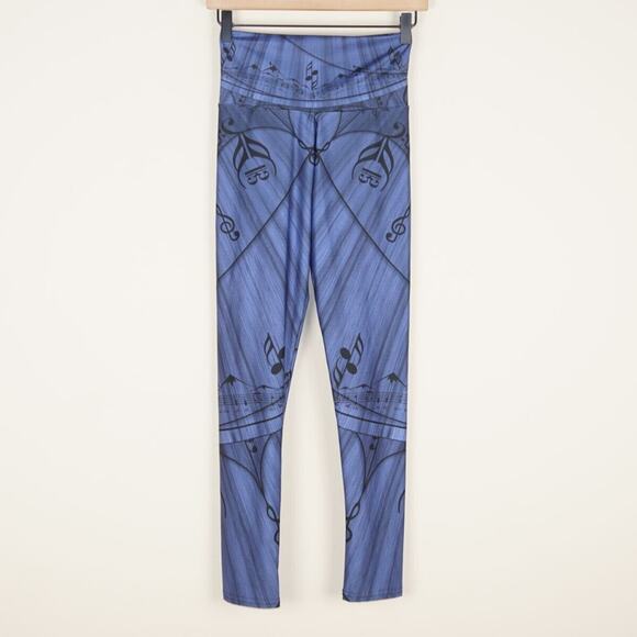 Bunny Hill Activewear Musical Note Printed Leggings Womens Blue Sz S - Picture 1 of 7